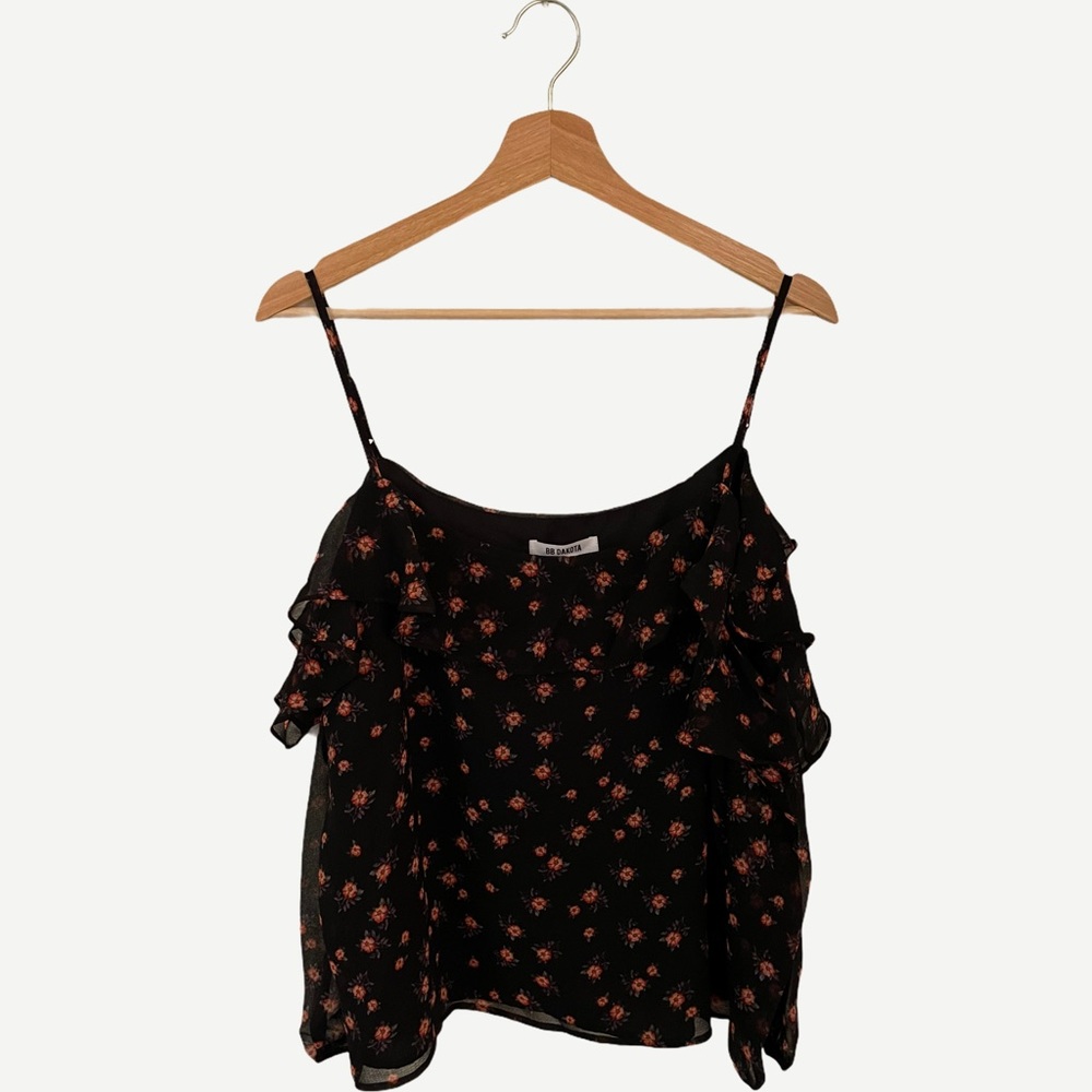 NWT BB Dakota Floral Summer Black Long Sleeve Top